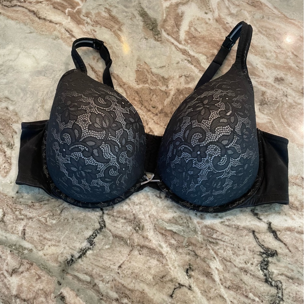 Cacique Bra 46DD Boost Plunge Lace Black Bra